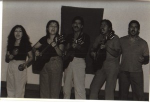 Singing teatristas include Sherry Coca Candelaria, Debra Gallegos, Rudy Bustos, Tony Garcia.